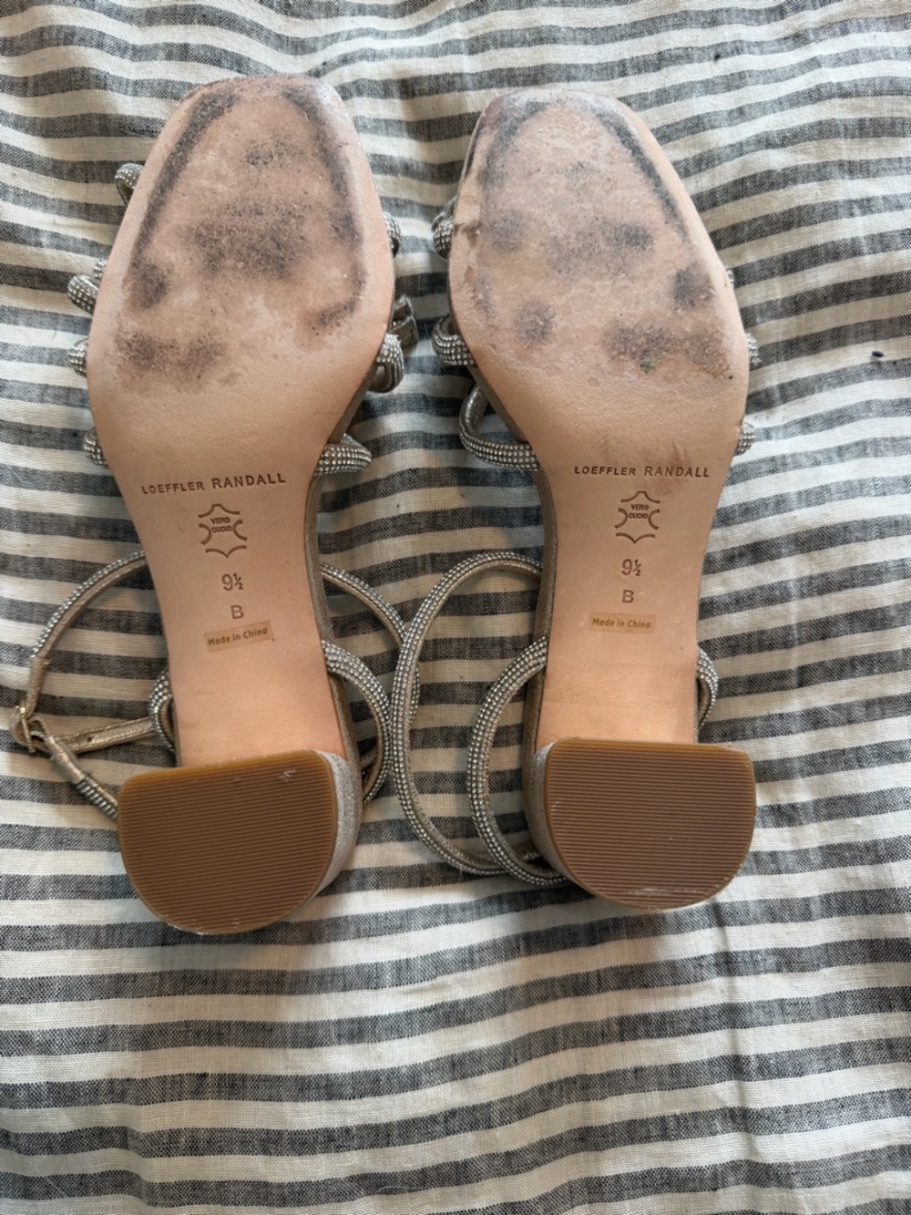 Loeffler Randall Metallic Gold Strappy Block Heel Sandals - Picture 5 of 5